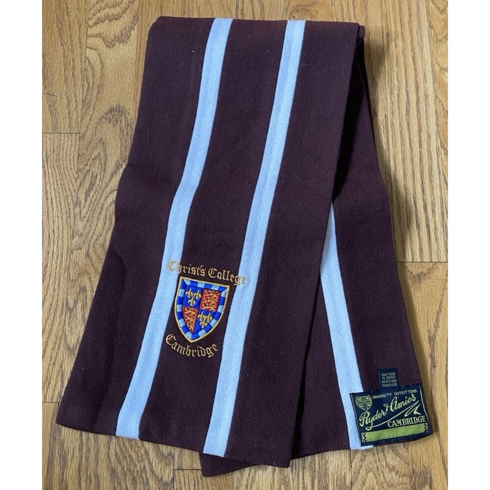 Vintage Ryder & Amies Christs College Cambridge Preppy Stripe Wool Scarf England